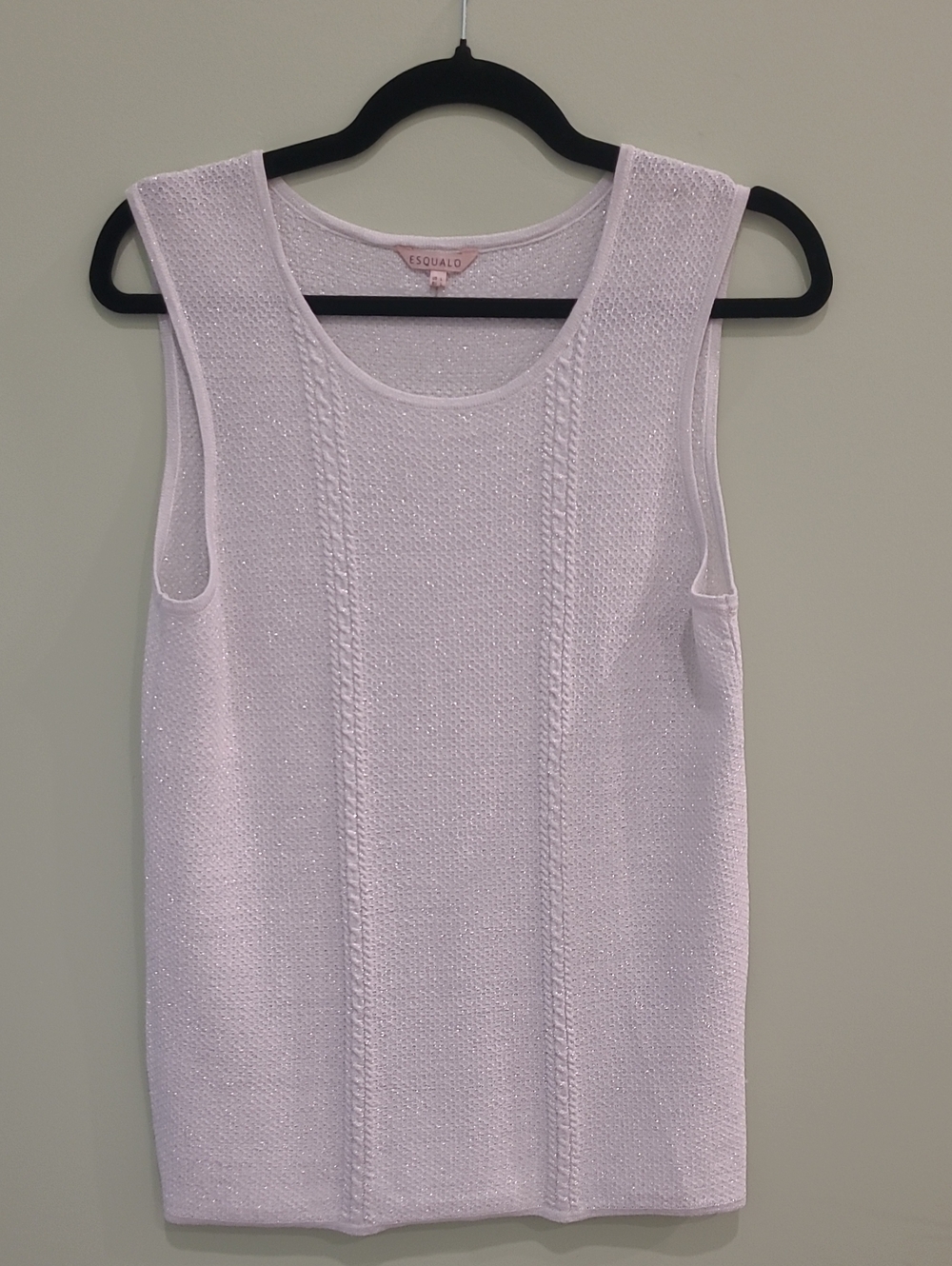 ESQUALO Light Gray Sleeveless Knit Tank Top With Metallic